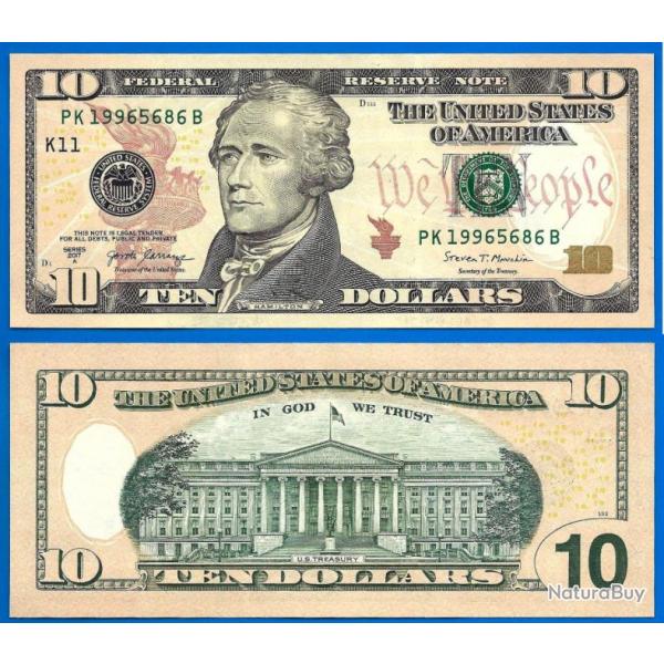 Usa 10 Dollars 2017 A Neuf Mint Dallas K11 Suffixe B Us United States Billet Dollar Hamilton