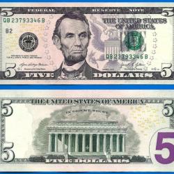 Usa 5 Dollars 2021 Neuf Mint New York B2 Dollar Lincoln Billet Etats Unis Suffixe B