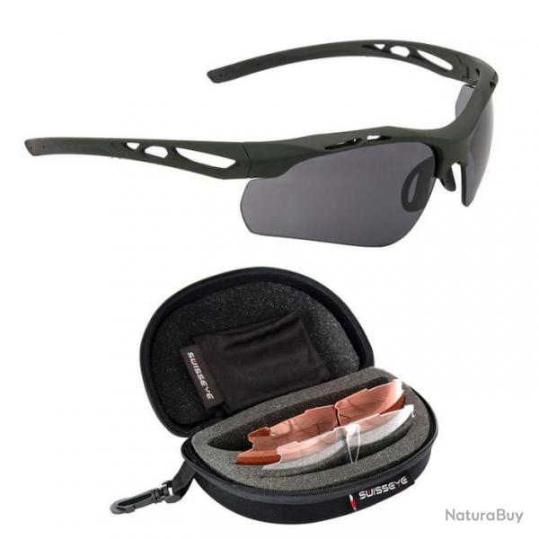 Lunettes "Attac" Kit w/ 3 verres (SwissEye) OD Transparent / Orange / Fum