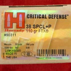 CARTOUCHES CRITICAL DEFENSE 38SPL+P