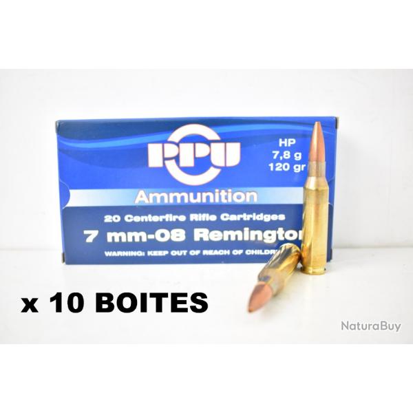 10 Boites de Balles Partizan 7-08 Remington HP 120gr