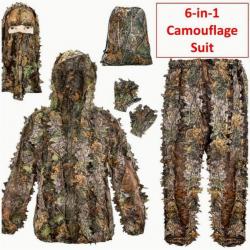 Costume de Camouflage Chasse pour Homme Respirant À Capuche Léger Taille XL/2XL 6 en 1