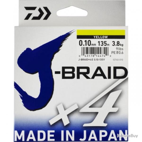 Tresse Daiwa J-Braid X4 Jaune - 135 m - 13/100 - 5,9 kg