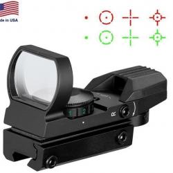 Lunette Viseur Holographique Point Rouge Vert 4 Réticules Lumineux  Electro dot SIGHT