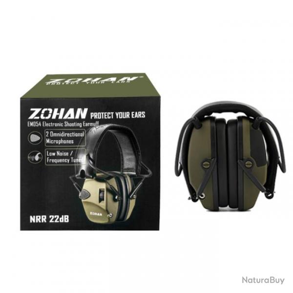 Casque Anti-Bruit ZOHAN Rduction de Bruits Couleur Vert 23db Protection Chasse Bricolage Tir