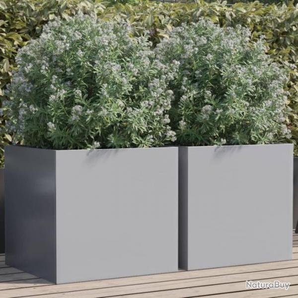 Jardinires 2 pcs argent 49x47x46 cm acier galvanis