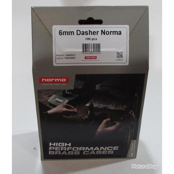 boite 100 douilles Norma cal 6mm dasher