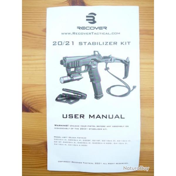 Stabilizer kit complet RECOVER TACTICAL 20/21 pour GLOCK 20/21/40 et 41 calibre 45acp