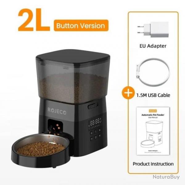 Distributeur Automatique de Nourriture 2L Chat Chien - Animaux de Compagnie