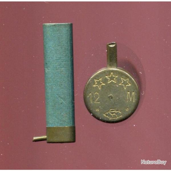 Cal. 12 mm  broche - marquage : *** 12 M CS - douille carton bleu sans bourrelet - jamais charge