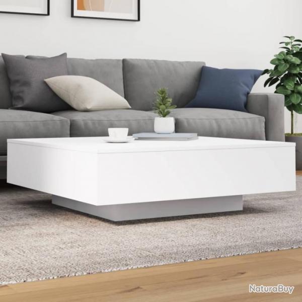 Table basse avec lumires LED blanc 100x100x31 cm