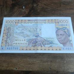 billet 1000 francs état de  l afrique de l ouest NIGER  /  1990 K