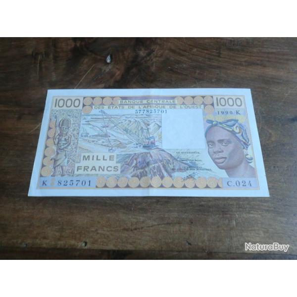 billet 1000 francs tat de  l afrique de l ouest NIGER  /  1990 K