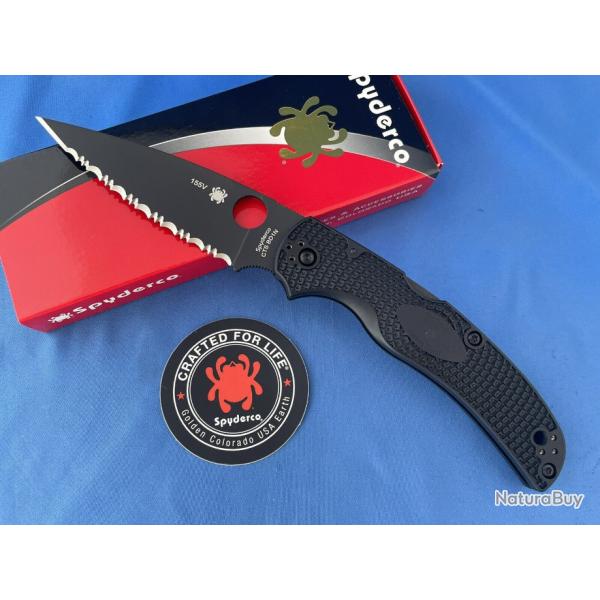 Couteau Spyderco Native Chief Lame Acier CTS-BD1N Serr Black Manche FRN Lockback USA SC244SBBK