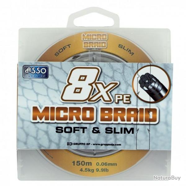 Tresse Asso Micro Braid 8X Pe - 150 M - Marron 8/100-5,6KG