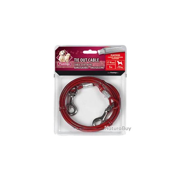 CABLE DE NICHE PLASTIFIE ROUGE 5M 4MM