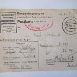 lettre prisonnier de guerre stalag 1943 document 2 ww