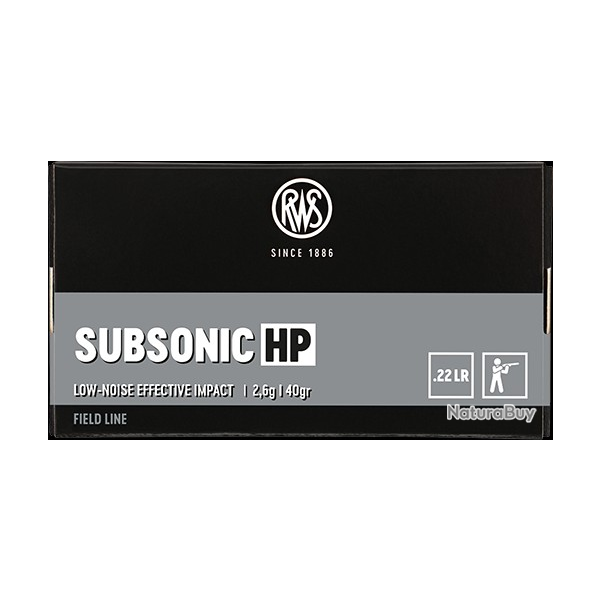 Cartouche RWS HP Subsonic , Cal: 22lr. Lot de 150.