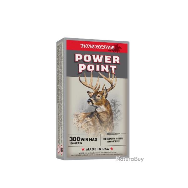 Munitions WINCHESTER cal.300 win mag power point 180gr 11.7g par 20