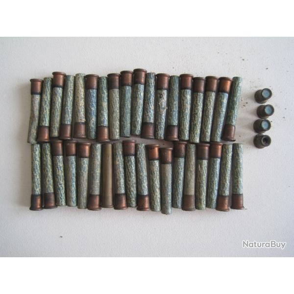 munition de collection 1 lot de 34 cartouches calibre 6 mm en carton Marcel GAUPILLAT