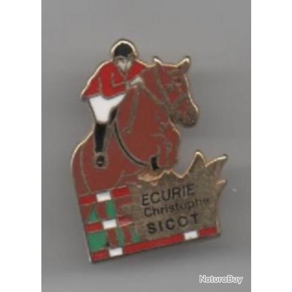 Pin's Cheval Sports Hippique Zamac Dor  L'or Fin Ecurie Christophe Sicot 1717