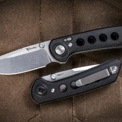 Couteau Reate Knives PL-XT Black Manche Micarta Lame Acier Nitro-V SW IKBS Pivot Lock Clip REA128 -