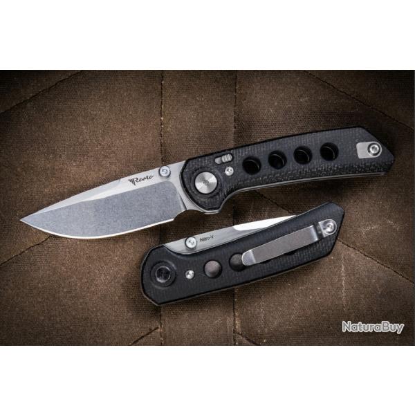 Couteau Reate Knives PL-XT Black Manche Micarta Lame Acier Nitro-V SW IKBS Pivot Lock Clip REA128 -