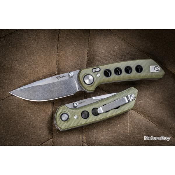 Couteau Reate Knives PL-XT Green Manche Micarta Lame Acier Nitro-V SW IKBS Pivot Lock Clip REA130 -