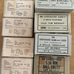 Collection de 8 boîtes vides de cartouches 5,56 de l'armée française