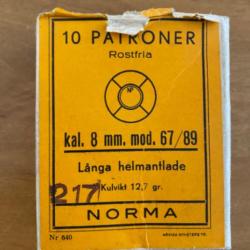 Boîte vide de 10 patroner kal 8mm mod 67/89 par Norma