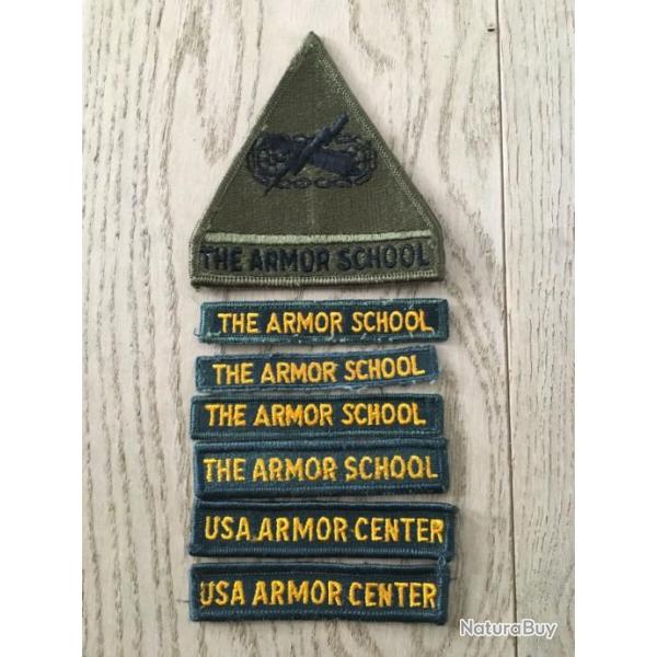 Lot d'insignes tissus patch US Army The Armor School