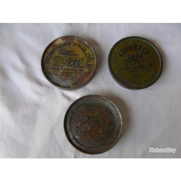 WW2/POSTWAR US LOT DE 3 CONSERVES MILITAIRES AMERICAINES NON OUVERTES