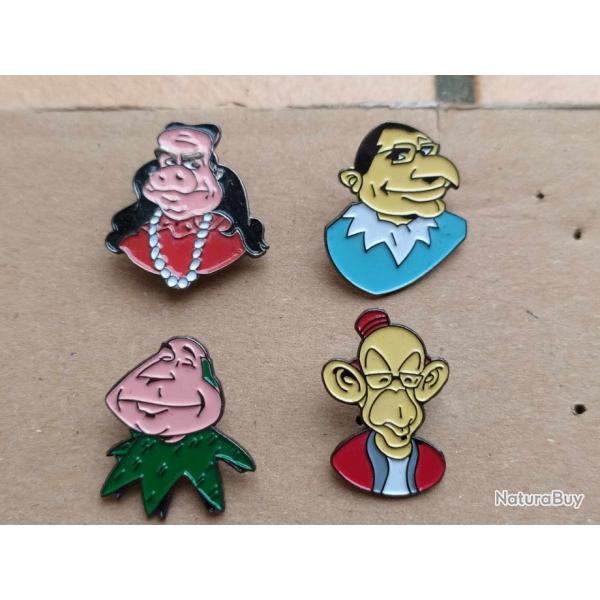 PINS  BEBETTE SHOW TF1 LOT DE 4 PINS MARCHAIS GISCARD MITTERRAND CHIRAC