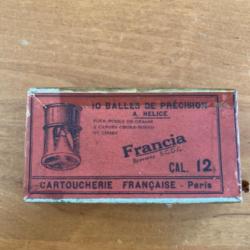 Boîte vide pour 10 balles de précision à hélice FRANCIA calibre 12 par cartoucherie française