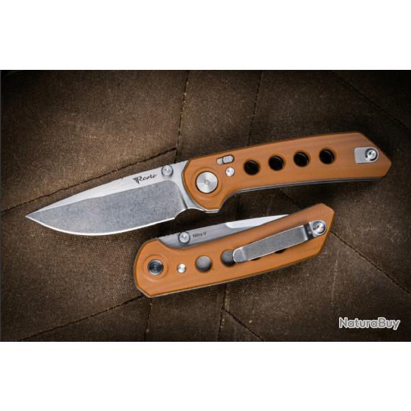 Couteau Reate Knives PL-XT Tan Manche G10 Lame Acier Nitro-V SW IKBS Pivot Lock Clip REA136