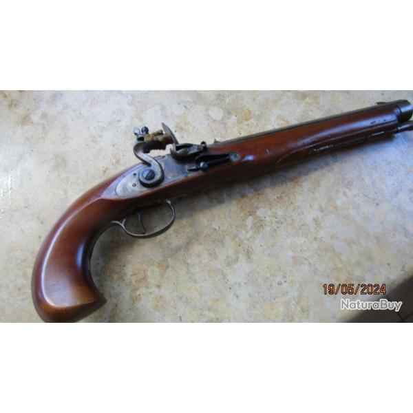 poudre noire pistolet silex cal 44 Kentucky canon long  Italie trs peu tir Pedersoli  AC 1977