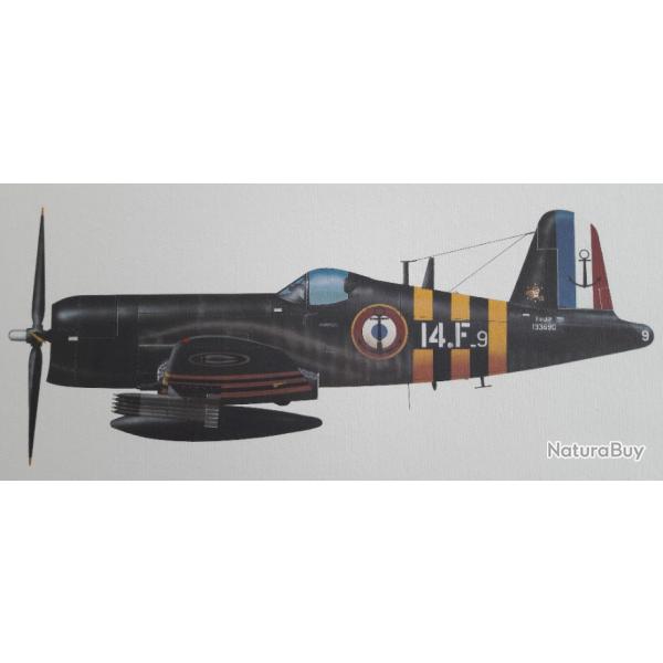 Vought F4U-7 Corsair - Flottille 14F Aronautique Navale SUEZ 1956 Gravure ancienne Neuve intacte