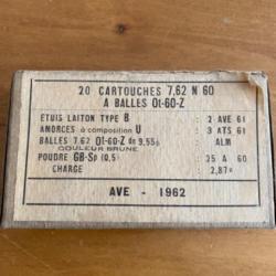 Boîte vide AVE de 1962 armée française pour 20 cartouches 7,62mm