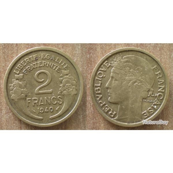 France 2 Francs 1940 Piece Morlon Frcs Frs Frc