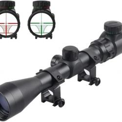 lunettes de tir Optique KinZon 3-9x40 Réticule Mil-Dot, Points de visée Rouge et Vert