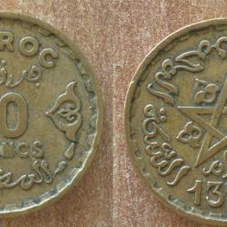 Maroc 10 Francs 1952 1371 Piece Empire Cherifien Roi Mohammed V