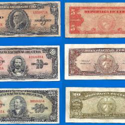 Lot Cuba 5 10 20 Pesos 1949 Peso Centavos Billets Caraibe Amerique