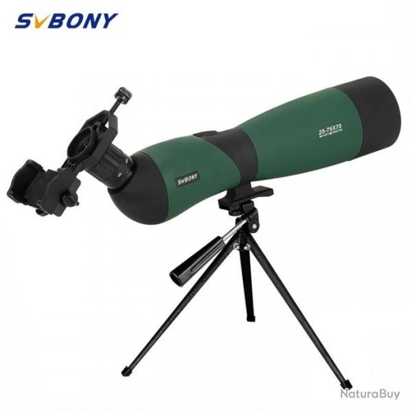SVBONY - Longue-vue monoculaire SV403 avec trpied de table, zoom 25-75x70mm, optique multicouche