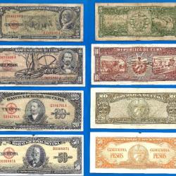 Lot Cuba 5 10 20 50 Pesos 1958 Peso Centavos Billets Caraibe Amerique