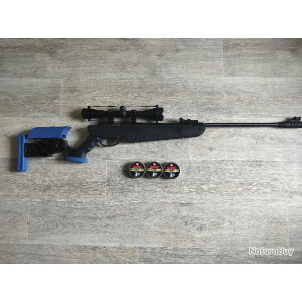 Carabine  plombs Swiss Arm TG1 Nitro piston cal.4.5mm 19,9J + lunette 4x40 +3 boites Gamo Pro Match