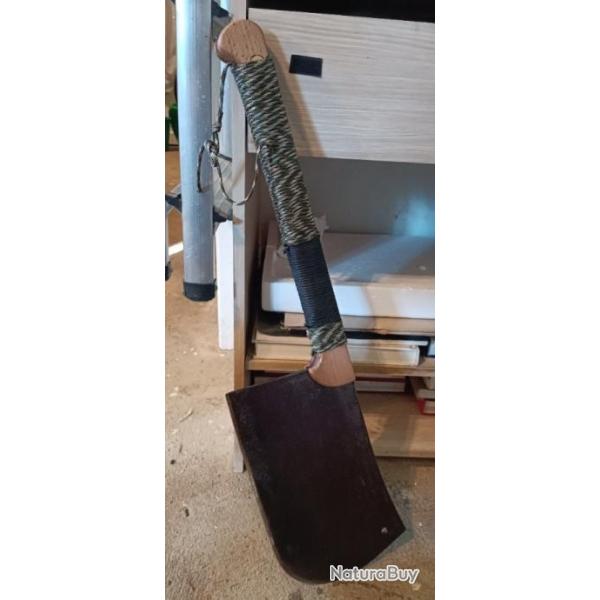 Ancien Couperet hachoir d'abattoir , afft rasoir avec manche htre NEUF !! Lame 34cm , 18cm, 8mm