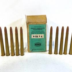 Rare Ancienne Boîte de Munition calibre 7x72r DWN made in Germany