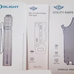 olight outils série Titane lampe i3T, Opry pro, Otacle pro Ti.
