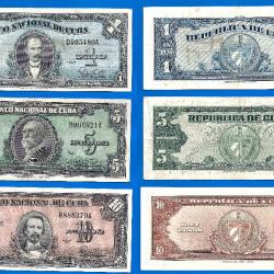 Lot Cuba 1 5 10 Pesos 1960 Peso Centavos Billets Caraibe Amerique