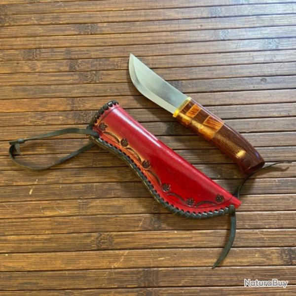 COUTEAU DE CHASSE PUUKKO LAPON SAAMI AVEC FOURREAU TAT NEUF.